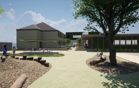 R&eacute;habilitation du restaurant scolaire, construction d&rsquo;une nouvelle cuisine collective, cr&eacute;ation d'une chaufferie bois et r&eacute;habilitation